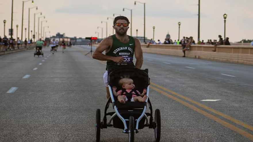 Former collegiate athlete eyes world record after stroller-assisted mile run