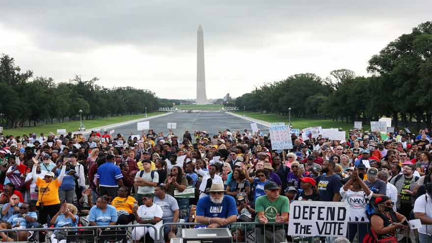 Thousands march in Washington as leaders warn of voting and civil rights rollbacks